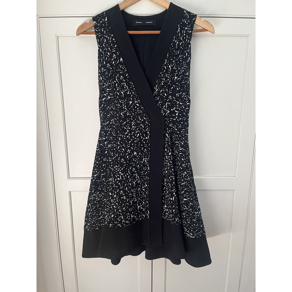 PROENZA SCHOULER SPLATTER PAINT ASYMMETRIC CREPE WRAP DRESS Sz. 2